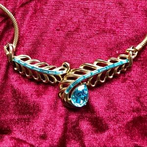 Corocraft choker. Blue rhinestones.